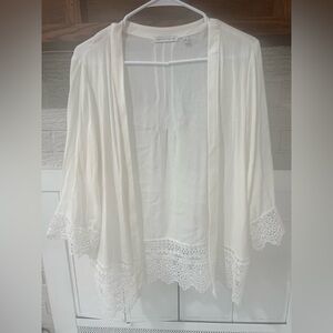 Women's Cream Lace Trim Vest